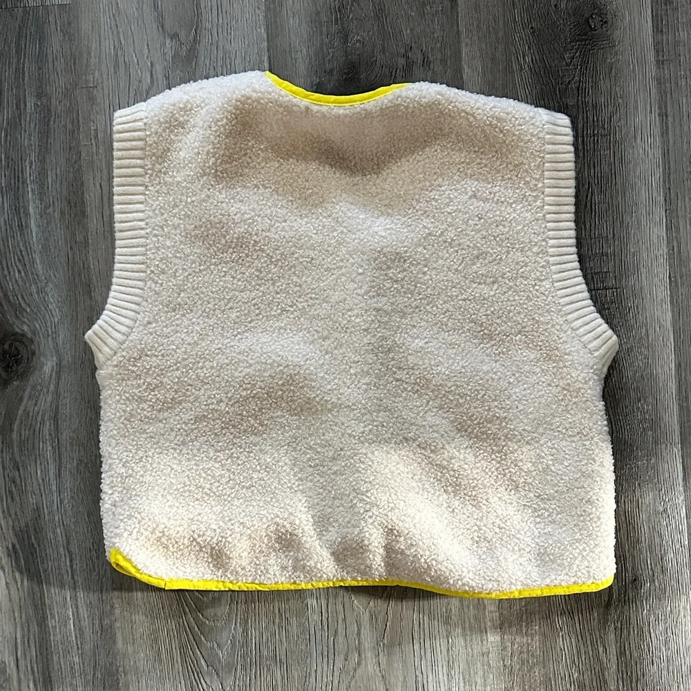Zara Cream Vest with‎ Pink and Yellow size 11-12